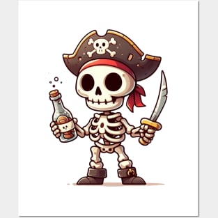 Cute Pirate Skeleton Posters and Art